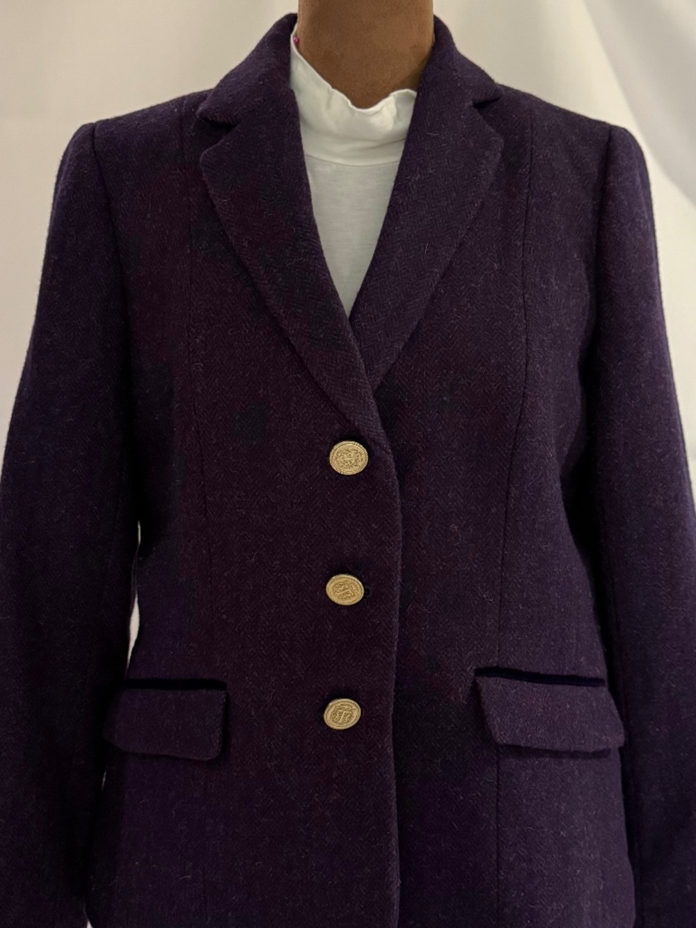 Talbots Aberdeen Petites Dark Purple Wool Blend Blazer Jacket Size 6